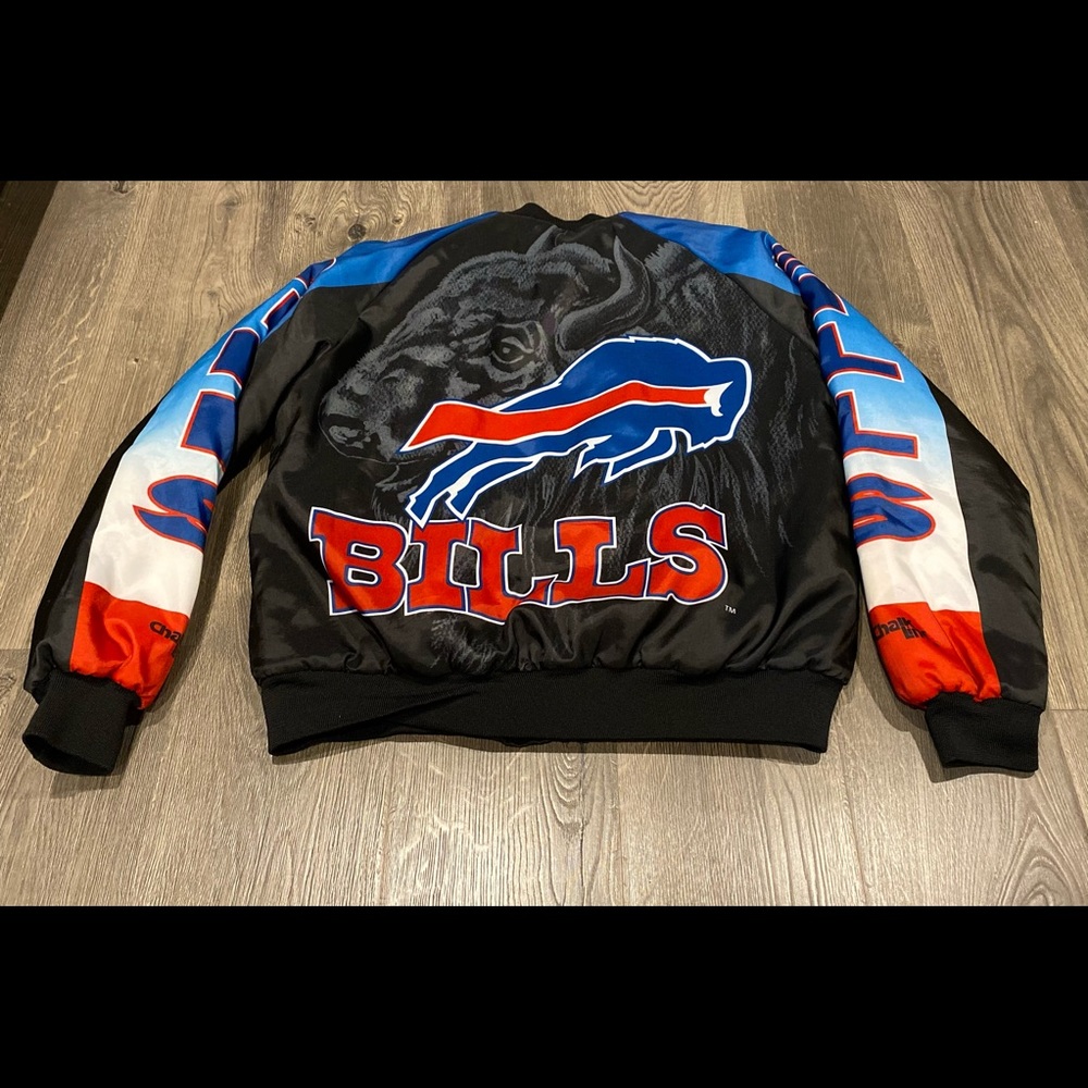 Vintage Buffalo Bills Chalk Line Fanimation Jacket, Made in USA